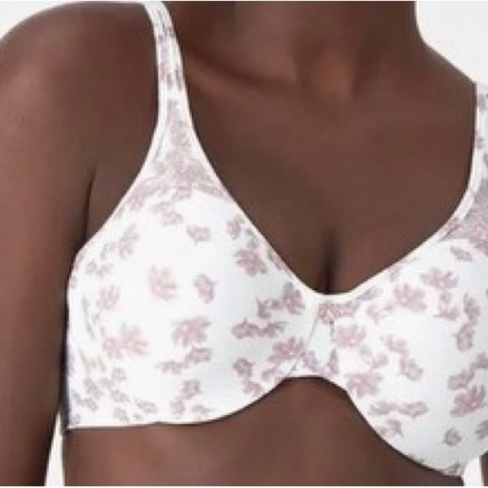 Bali White and Pink Floral Bra Intimates & Sleepwear